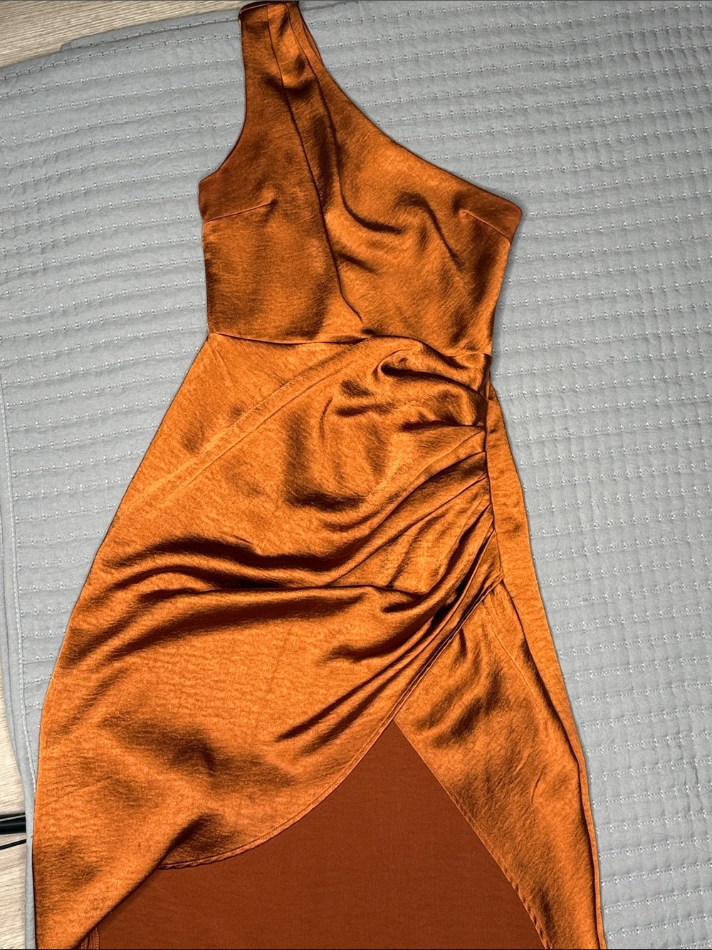 Forever 21 One-Shoulder Copper Satin Dress